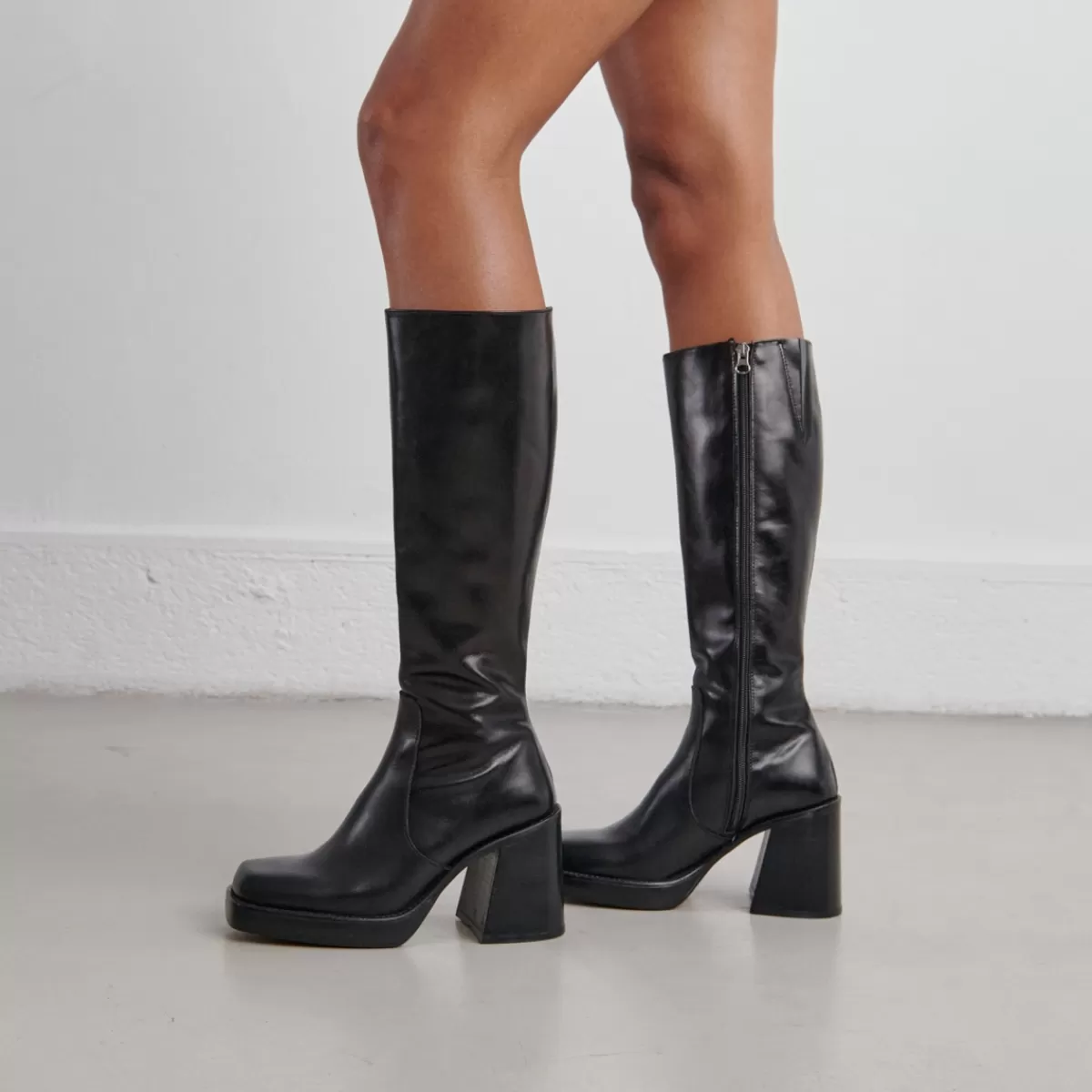High Boots With Thick Heels And Square Toe^Jonak Hot