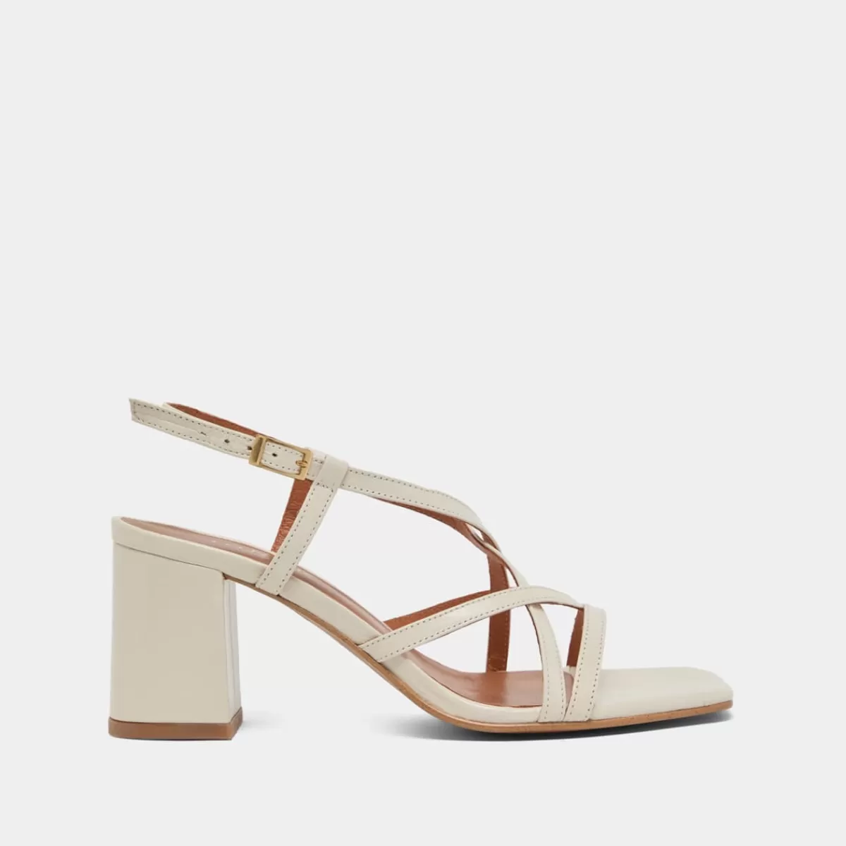 Square Toe Flanged Heeled Sandals^Jonak Shop